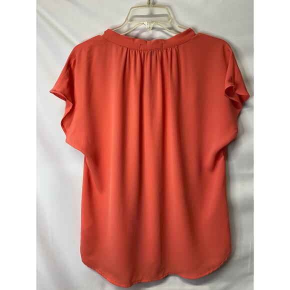 Star Scene Woman's Orange Pullover Top Blouse Tie Neck Size XL - Picture 2 of 4